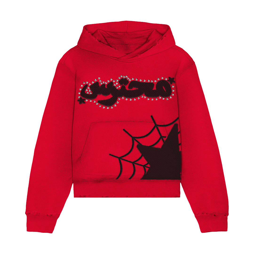 ‘salvation’ red rhinestone hoodie