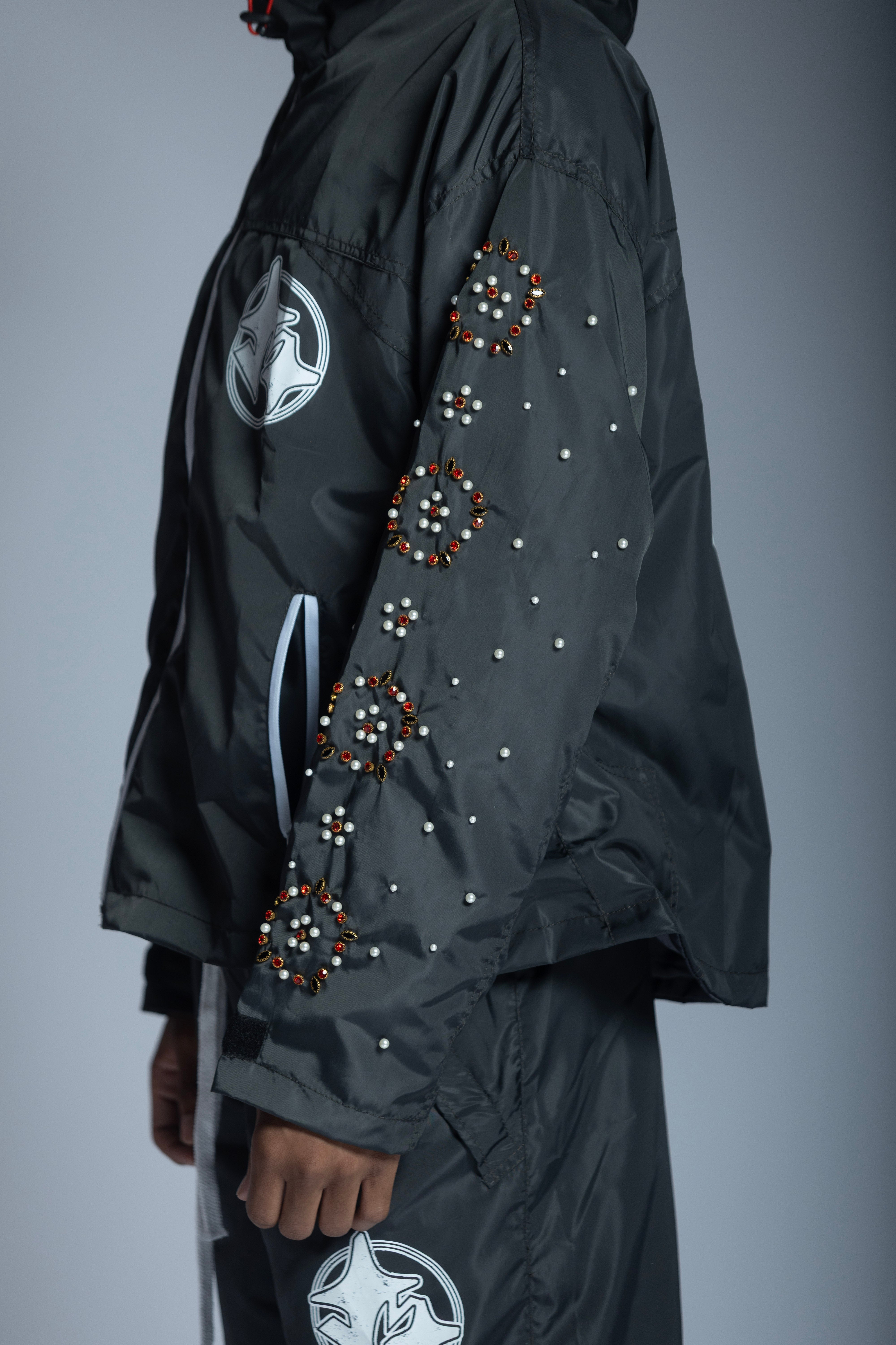 ‘triumph’ grey rain jacket