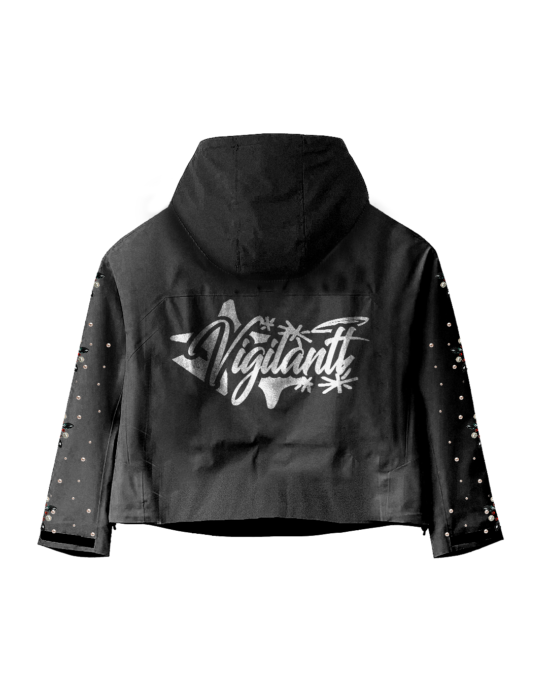 ‘triumph’ black rain jacket